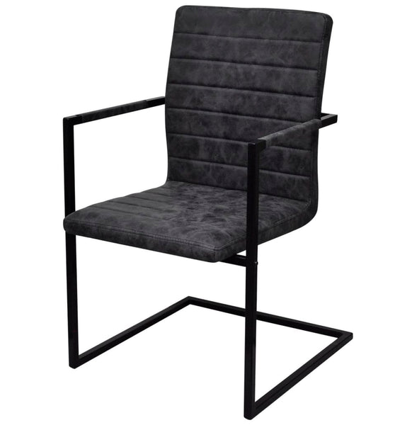 Freischwinger 6 Stk. Schwarz Kunstleder