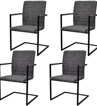 Freischwinger 4 Stk. Grau Kunstleder