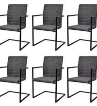 Freischwinger 6 Stk. Grau Kunstleder