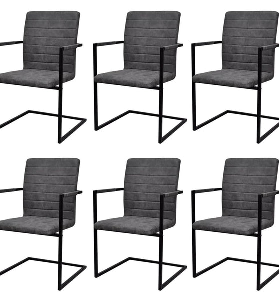 Freischwinger 6 Stk. Grau Kunstleder