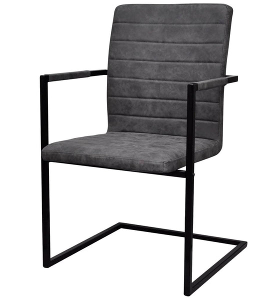 Freischwinger 6 Stk. Grau Kunstleder
