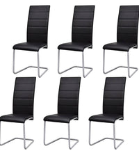 Freischwinger 6 Stk. Schwarz Kunstleder