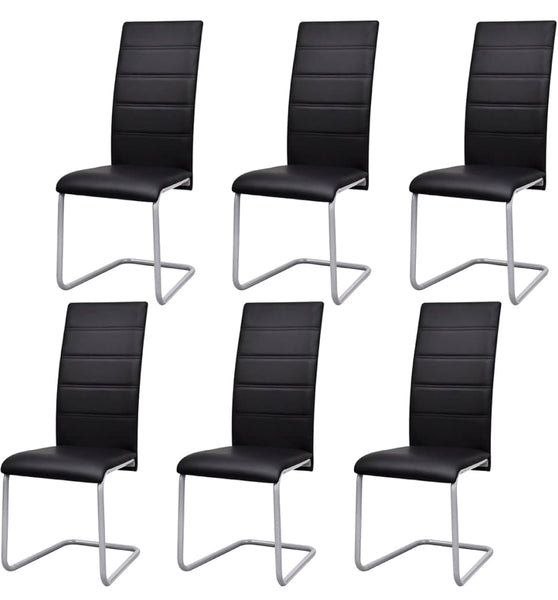 Freischwinger 6 Stk. Schwarz Kunstleder