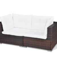 5-tlg. Garten-Lounge-Set mit Auflagen Poly Rattan Braun