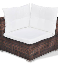 5-tlg. Garten-Lounge-Set mit Auflagen Poly Rattan Braun