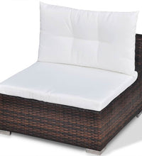 5-tlg. Garten-Lounge-Set mit Auflagen Poly Rattan Braun