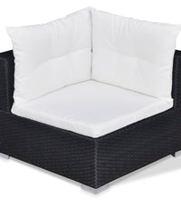 10-tlg. Garten-Lounge-Set mit Auflagen Poly Rattan Schwarz