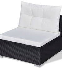 10-tlg. Garten-Lounge-Set mit Auflagen Poly Rattan Schwarz