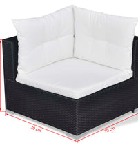 10-tlg. Garten-Lounge-Set mit Auflagen Poly Rattan Schwarz