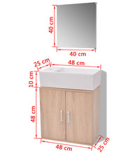 3-tlg. Badmöbel-Set mit Waschbecken Beige