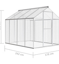 Außenvoliere Aluminium 178x242x192 cm