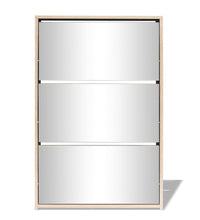 Schuhschrank mit 3 Fächern Spiegel Eiche-Optik 63x17x102,5 cm