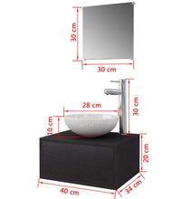 4-tlg. Badmöbel-Set mit Waschbecken und Wasserhahn Schwarz