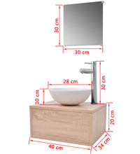 4-tlg. Badmöbel-Set mit Waschbecken und Wasserhahn Beige