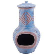 Gartenkamin Colima Ton Blau/Rot 86031