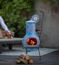 Gartenkamin Colima Ton Blau/Rot 86031
