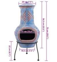Gartenkamin Colima Ton Blau/Rot 86031