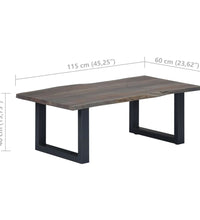 Couchtisch mit Naturkanten Grau 115x60x40 cm Massivholz Akazie