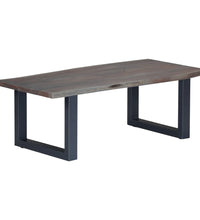 Couchtisch mit Naturkanten Grau 115x60x40 cm Massivholz Akazie