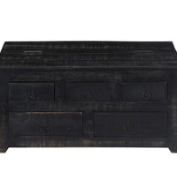 Couchtisch Schwarz 65x65x30 cm Massivholz Mango