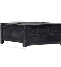 Couchtisch Schwarz 65x65x30 cm Massivholz Mango