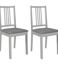Esszimmerstühle mit Kissen 2 Stk. Grau Massivholz