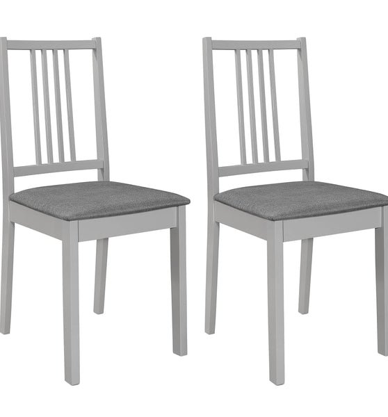 Esszimmerstühle mit Kissen 2 Stk. Grau Massivholz