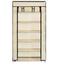 Schuhschrank mit Abdeckung Cremeweiß 58 x 28 x 106 cm Stoff