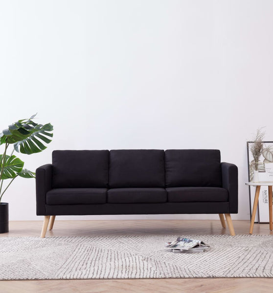 3-Sitzer-Sofa Stoff Schwarz