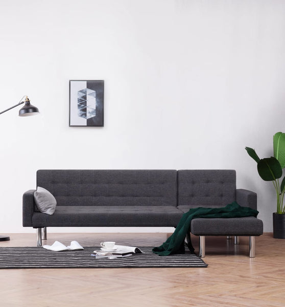 L-förmiges Schlafsofa Dunkelgrau Polyester