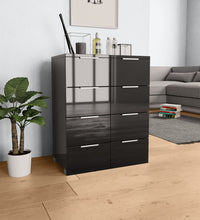 Sideboard Hochglanz-Schwarz 60x35x80 cm Holzwerkstoff