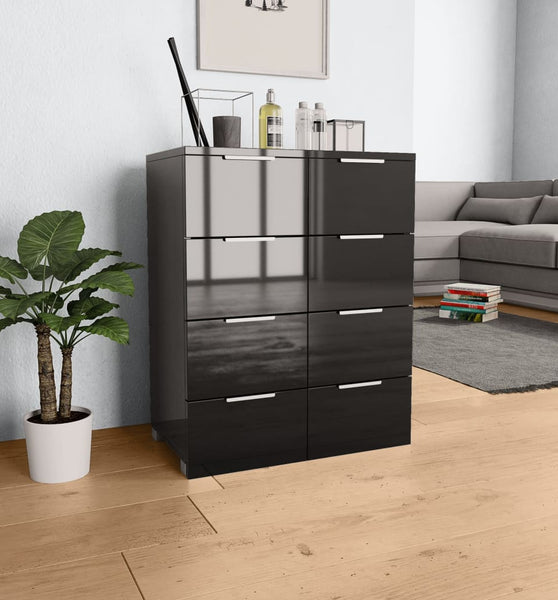 Sideboard Hochglanz-Schwarz 60x35x80 cm Holzwerkstoff