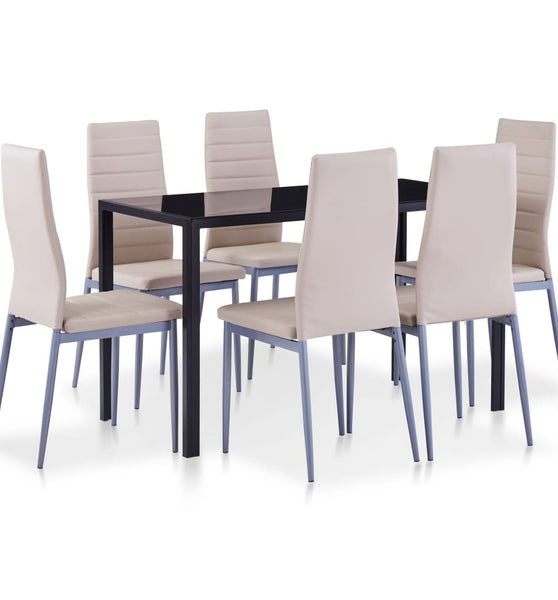 7-tlg. Essgruppe Cappuccino-Braun