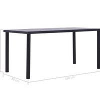 Esstisch Schwarz und Betongrau 160 x 80 x 75 cm MDF
