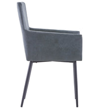 Esszimmerstühle mit Armlehnen 2 Stk. Grau Wildleder-Optik