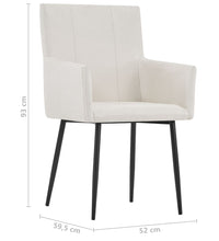 Esszimmerstühle mit Armlehnen 2 Stk. Creme Stoff