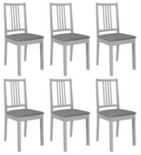 Esszimmerstühle mit Polstern 6 Stk. Grau Massivholz