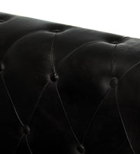 Chesterfield-Sofa 2-Sitzer Schwarz Echtleder