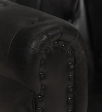 Chesterfield-Sofa 2-Sitzer Schwarz Echtleder