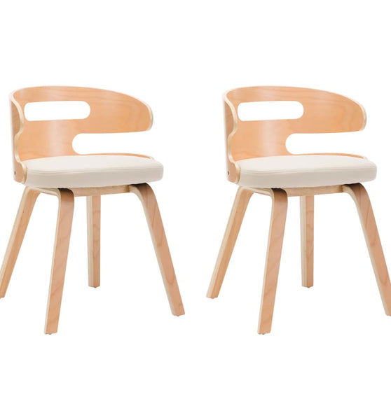 Esszimmerstühle 2 Stk. Creme Bugholz und Kunstleder