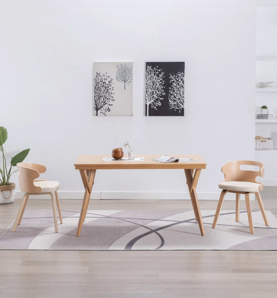 Esszimmerstühle 2 Stk. Creme Bugholz und Kunstleder