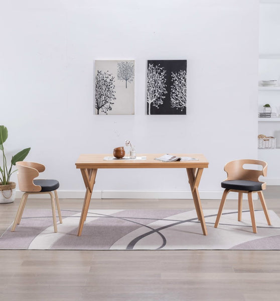 Esszimmerstühle 2 Stk. Schwarz Bugholz und Kunstleder