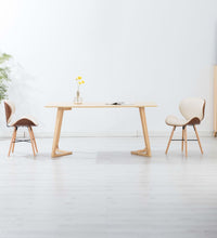 Esszimmerstühle 2 Stk. Cremeweiß Kunstleder und Bugholz