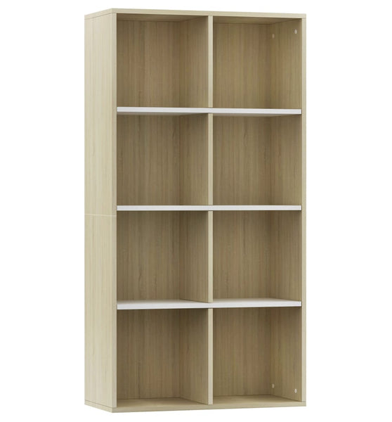 Bücherregal/Sideboard Weiß Sonoma-Eiche 66×30×130 cm