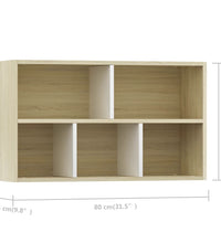 Bücherregal/Sideboard Weiß Sonoma-Eiche 50x25x80 cm