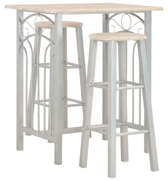 3-tlg. Bar-Set Holz und Stahl