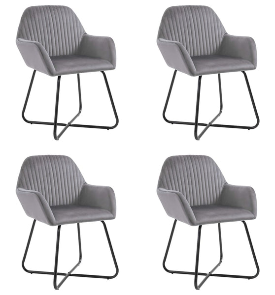 Esszimmerstühle 4 Stk. Grau Samt