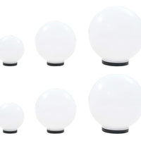 6 Stk. LED-Gartenleuchten-Set Kugelförmig 20/30/40 cm PMMA