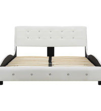 Bett mit Memory-Schaum-Matratze Weiß Kunstleder 120×200cm
