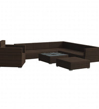 8-tlg. Garten-Lounge-Set mit Auflagen Poly Rattan Braun